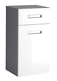 Nicht Zutreffend Unterschrank Badezimmerschrank Badregal Badmöbel | Dekor | Grau | Weiß Hochglanz | 1 Schublade | 1 Tür | BxHxT 38x72x31