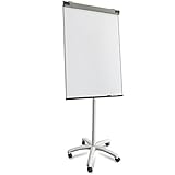Certeo | Mobiles Flipchart Piranha PRO | Sternfuß | Mit Papierhaltern | Weiß | BxH 67 x 105 cm | Beschreibbar Magnetisch Vorträg