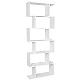 Bücherregal Regal mit 6 Ebenen Standregal Raumteiler Büroregal für Wohnzimmer Büro Schlafzimmer Flur 190,5 x 70 x 23,5 cm weiß
