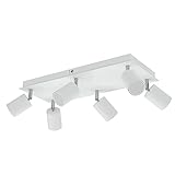 ledscom.de Deckenstrahler WAIKA, sechsflammig, weiß, matt + GU10 LED Lampen 3-Stufen Dimmen: je max. 540lm warmweiß