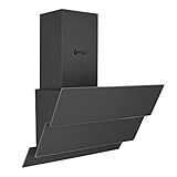 Wiggo Dunstabzugshaube 50cm kopffrei I Abluft Umluft Dunstabzug 300m³/h - LED Touch-Display 3 Stufen I Schräghaube inkl. Fettfilter & 2x Kohlefilter I Abzugshaube mit 3 teiliger Glasfront g