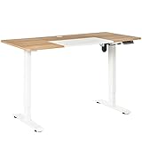 Vinsetto Elektrischer Schreibtisch Computertisch höhenverstellbar Stehschreibtisch Bürotisch Schreibtischständer Metall Spanplatte Natur+Weiß 140 x 70 x 72-116