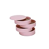 Schmuckschatulle, Schmuckbox, ABS-Material, vierlagig, drehbar, schlichter Stil, für Halsketten, Schmuck, Organizer (Farbe: Rosa)
