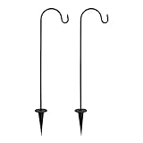 MOVKZACV Schäfer-Haken, 2 Stück, verstellbar, strapazierfähig, Gartenstecker aus Metall, mit Haken für Solarleuchten, Hochzeiten, Pflanzenkörbe (Größe: 27,9 cm)