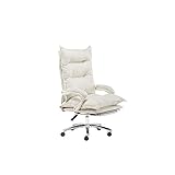 KJLY Executive Office Chair Computer Gaming Stuhl Leder rotierender Spielstuhl Schreibtischstühle Hocker Ergonomischer Stuhl, Feste Armlehne, Rosa/Weiß (Color : White)