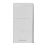 trendteam smart living Badezimmer Hängeschrank Wandschrank Amanda, 37 x 77 x 23 cm in Weiß / Weiß Hochglanz mit viel S