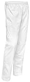 Weiße Praxishose Bequeme praktische Arzthose mit elastischen Gummibund Herren Hygiene Medizin Pflege Catering Gastro, Größe: 52