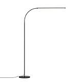 ZCYY Stehlampe Schwarz, LED Dimmbar Stehleuchte mit Flexibler Schwanenhals, Memory-funktionen, 3 Farbtemperaturen, Metall Basis, Acryl Lampenschirm, Fernbedienung Leseleuchte für Arb