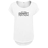 Ich Bin Geimpft Edition Design Cooles Frauen Tshirt mit Druck Short Sleeve NEU Top Sommer Freizeit Kurzarm S Weis (B36-487-S-Weiß)
