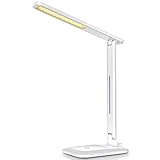 LED Schreibtischlampe Dimmbar 3 Helligkeiten & 3 Farben, 42 LED Tischlampe Klappbarer mit Touch Control-Taste, Farbtemperatur Speicherfunktion für Büro, Lesen, Studieren, Weiß