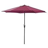 BBZZ Regenschirm für den Außenbereich, UV-Schutz, Hardcore-Regenschirm mit Kurbel, Gartenschirm für Rasen, Terrasse und Balkon, rot, 270 cm x 270