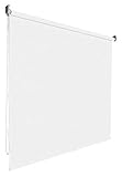 Kettenzugrollo Seitenzugrollo Tür Fenster Rollo Vorhang 14 Farben Breite 62 bis 202 cm Länge 180 cm lichtdurchlässig halbtransparent Metall Träger Wandmontage Deckenmontage (202 x 180 cm / Weiß)