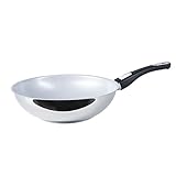 Genius Cerafit Steel Wok-Pfanne 28cm - beschichtete Edelstahl-Pfanne mit hohem Rand | geeignet für alle Herdarten + Induktion | Sandwichboden mit Aluminiumk