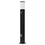 Grafner XL Wegeleuchte mit Bewegungsmelder und 2 Steckdosen, Höhe: 100 cm, Aluminium, E27, schwarz anthrazit, Wegleuchte Weglampe Gartenlampe Gartenleuchte Standlampe Auß