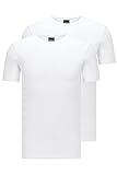 BOSS Herren T-Shirt RN 2P CO/EL Slim-Fit T-Shirt mit vertikalem Log