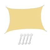 perfk Sonnensegel Dreieck Rechteck Baldachin Sonnensegel Schatten Shades für Terrassen Anlage Aktivitäten 10' x 10', Sonnenschirm Net, D-ringe - Rechteck Khak