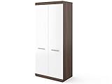 Furniture24 Kleiderschrank Bordo BO1 Schrank 2 Türiger Drehtürenschrank mit Kleiderstange und 1 Einlegeboden Wohnzimmerschrank