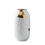 alyf Keramik Blume Vase Licht Luxus Blume Flaschen Handwerk Weiß Vase Desktop Floral Vase Dekoration Wohnzimmer Vase Decor (Color : White, Größe : 15X39CM)