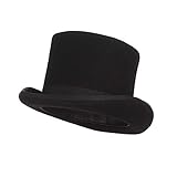 maozuzyy Fedora Trilby Hut Herren Damen Filzhut Mad Hatter Cap Wizard Hat-Black_L(59Cm)