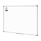 Amazon Basics Magnetisches Whiteboard mit Stiftablage und Aluminiumleisten, trocken abwischbar, 120 cm x 90 cm (B x H)