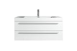 Badezimmer Badmöbel Rome 100 cm Hochglanz weiß - Unterschrank Schrank Waschbecken W