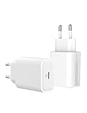 USB C Ladegerät 25W 2 Stücke Schnellladegerät mit PD 3.0 PPS QC 3.0, USB C Netzteil für iPhone 13/12/11 Mini Pro Max SE, Galaxy S20 S21, Mag-Safe, Sw