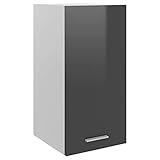 vidaXL Hängeschrank 2 Regalböden Küche Schrank Einbauküche Küchenzeile Küchenmöbel Oberschrank Küchenschrank Hochglanz-Grau 29,5x31x60cm Spanp