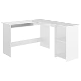 vidaXL Eckschreibtisch in L-Form Computertisch Schreibtisch Bürotisch PC Tisch Winkelschreibtisch Arbeitstisch Hochglanz-Weiß 120x140x75cm Spanp