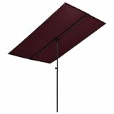 Festnight Aluminum Sonnenschirm Marktschirm Gartenschirm Terrassenschirm Flache Steine Sonnenschirmfuß Parasol Balkon Bodenhülse Sonnenschirm Strand Sonnenschutz 180 x 130 cm Bordeaux