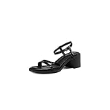 MBMYZW Sommer Neue Damen offene Zehensandalen Dicke Fersen schmal Glatte Schnalle Büroschuhe (Color : A, Size : 34 EU)