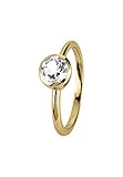 JACQUES LEMANS Ring Sterlingsilber vergoldet mit White Top