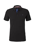 TOM TAILOR Herren Basic Polo_1016502 Poloshirt, Schwarz (29999 - Black), L EU