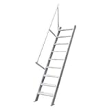 Treppe Hymer stationär ohne Podest 18 Stufen 600 mm 60° Treppenneigung 60° serienmäßig mit einem Handlauf, link