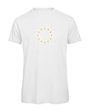 Street Decals T-Shirt mit gelben Sternen der Europäischen Union, 100 % biologisch, in Geschenkverpackung, weiß, S
