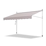 EINFEBEN Klemmmarkise Balkon,300x120 cm Markise Balkonmarkise Sonnenschutz ohne Bohren, mit Handkurbel, UV-beständig höhenverstellbar, aus Metall und Polyester, Beig