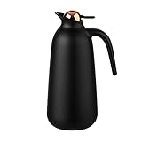 SJASD Edelstahl Thermos Kanne 24 Hour Heat Retention,1L Isolierkanne Ideal Als Kaffeekanne Oder Teekanne Doppelwand Design, Verbrennungen Vermeiden,Schw