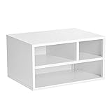 SONGMICS Druckerhalter, Druckerregal, mit Ablagen, Stahlrahmen, multifunktionales Regal, Schlichtes Design, für Büro, Arbeitszimmer, 40,5 x 30 x 22 cm (L x B x H), weiß OMC101W01