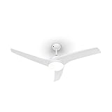 Klarstein Figo Deckenventilator - 2-in-1: Ventilator & Deckenlampe (2 x 42 W), Durchmesser: 52' (132 cm), 3 Flügel, Luftdurchsatz: 10.039 m³/h, 2 Laufrichtungen, 3 Geschwindigkeitsstufen, weiß