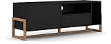 Domando Lowboard Anzio Skandinavisch für Wohnzimmer Breite 140cm, Push-to-Open-System, Gestell aus Buche, Schwarz M