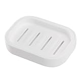 Yilife Seifenschale aus Kunststoff, quadratisch, für Dusche, Badezimmer, Küche, einfache Reinigung, Weiß