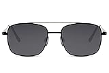 Cheapass Sonnenbrille Schwarz-Metall eleganter breiter Pilotenstil mit schwarzen recycelten Gläsern UV400 Schutz M