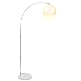 SWANEW Bogenlampe mit standfestem Marmorfuß und Fußschalter, Bogenstandleuchte höhenverstellbar 146-220cm weiß - Fußschalter - Bogenleuchte Standleuchte (Ø25cm Weiß )