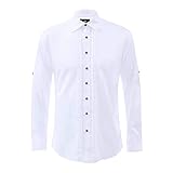 Herren Weiß Hemd, Regular Fit Hemden, mit Stehkragen und Standard Kent Kragen – 100% Baumw