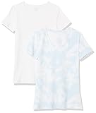 Amazon Essentials 2-Pack Classic-fit Short-Sleeve V-Neck T-Shirt, Blau/Weiß, Batik, M, 2er-Pack