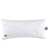 moe Breezy Dream Steppkissen 40x80 cm - temperaturregulierendes Kissen mit Steppmuster, Made in Germany, Bezug 100% Baumwolle, auch für Allergiker geeignet, bei 60°C waschbar, Füllmenge: 325 g