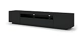 Lowboard TV Schrank Aura 200 cm Hängend oder Stehen universal Unterschrank Fernsehschrank TV Board Sideboard HiFi-Tisch Hängender Schrank (Schwarze Matte ohne LED)