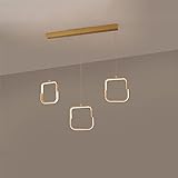 Jadssox 3-Licht Cluster Pendelleuchte Leuchte LED Kücheninsel Hängeleuchter, Gold Drop Deckenleuchte Nordic 31W Pendelleuchten für Esszimmer Wohnzimmer, 3000