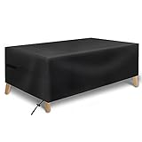 JEESA Abdeckung Gartenmöbel, Wasserdicht Abdeckhaube Tisch und Stühle Abdeckplane für Gartentische Terrassenmöbel Schutzhülle Sitzgruppe Möbelbezug UV-beständig Staubdicht (213x132x74cm)