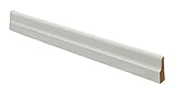 12 Meter Sockelleisten Karnies 28mm hoch 8mm stark je 2400mm lang Fußleiste weiß lackiert Kiefer Massivholz, Farbe:weiß