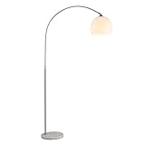 Stehlampe Arc, Moderne Lese-Stehlampe, höhenverstellbar, Edelstahl-Stehlampe mit Acrylschirm, Marmorsockel, E27-Lampensockel, für Schlafzimmer Lesesaal Piano O